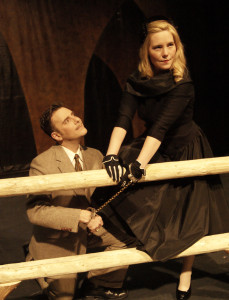 Tristan A.B Steel as Richard Hannay and Bristol Branson as Pamela Edwards, handcuffed together on the Scottish moors.